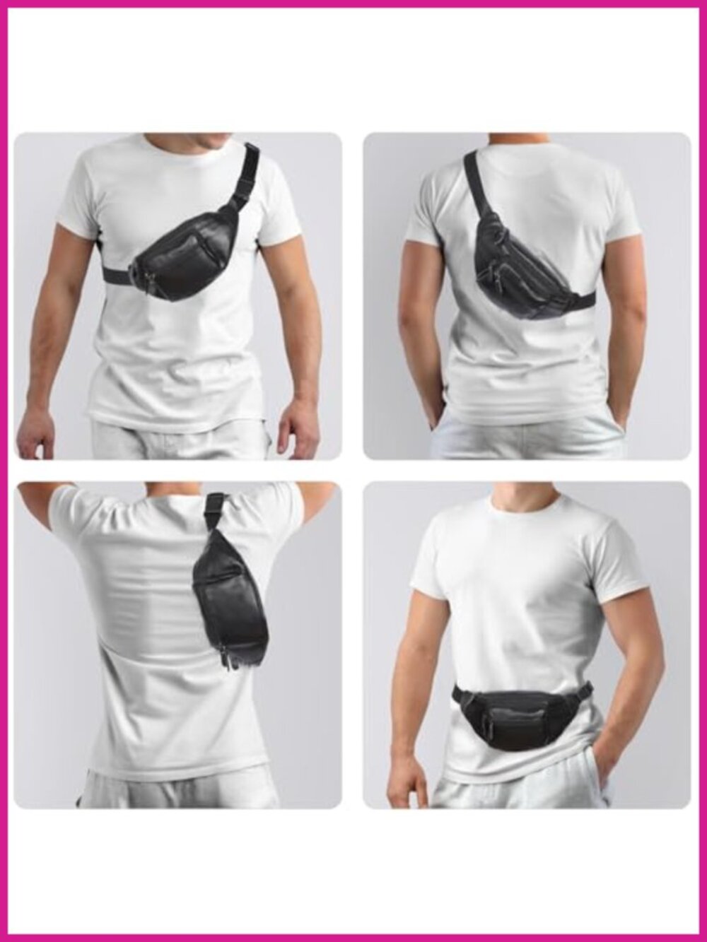 Genuine Leather Fanny Pack Waist Bag Travel Organizer Adjustable Belt - Picture 2 of 6